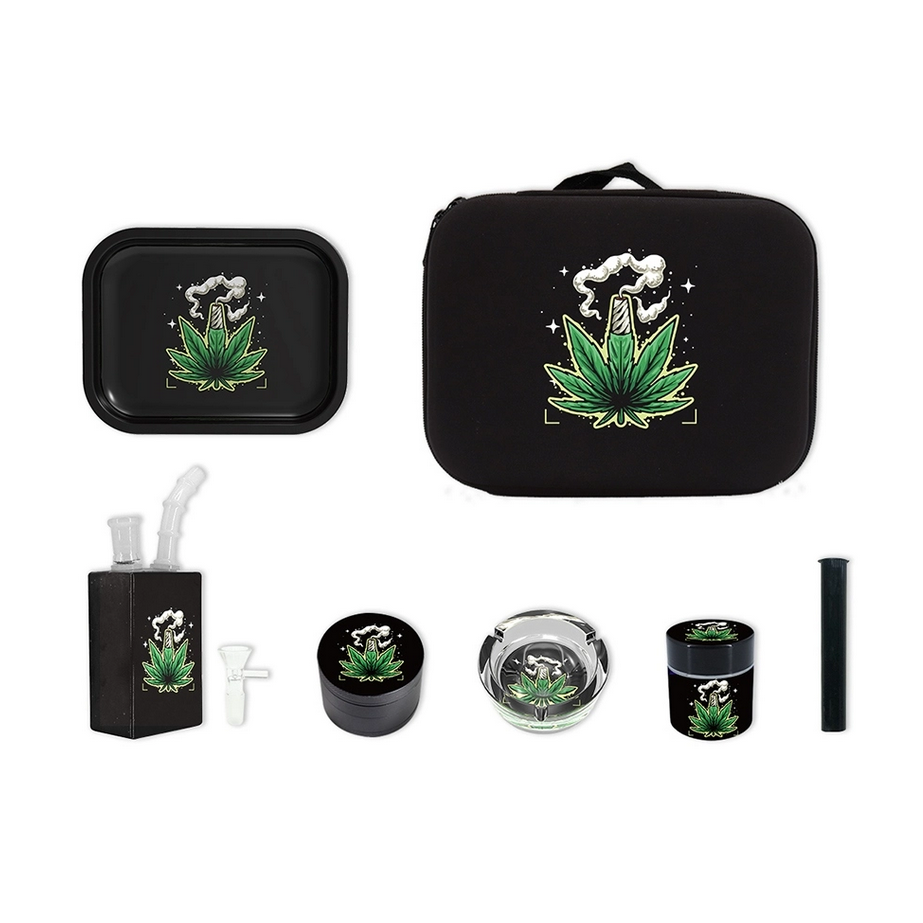 TRAY+JUICE BOX+GRINDER+STASH JAR+CONE CASE+ASHTRAY+BANGER COMBO BOX (1CT)