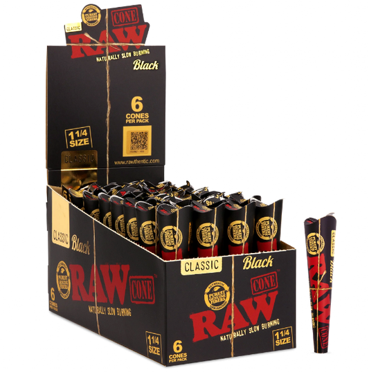 RAW BLACK CLASSIC 1 1/4 CONES 6PK (1CT)