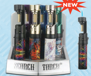 SCORCH SINGLE FLAME CYLINDRICAL TORCH DISPLAY (9CT)