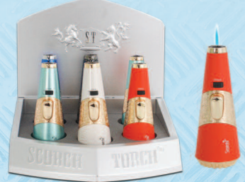 SCORCH TURBO STANDING PENCIL TORCH TWO TONE METAL ASSORTED COLORS (6 CT)