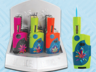 SCORCH ADJUSTABLE TORCH ASSORTED NEON LEAF DESIGN (9 CT)