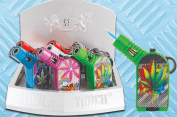 SCORCH 45 DEGREE TABLE TORCH HOLD BUTTON ASSORTED COLORS AND LEAF DESIGNS (9 CT)
