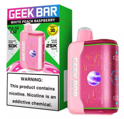 GEEK BAR PULSE X2 DISPOSABLE VAPE 50K PUFFS 5PK WHITE PEACH RASPBERRY