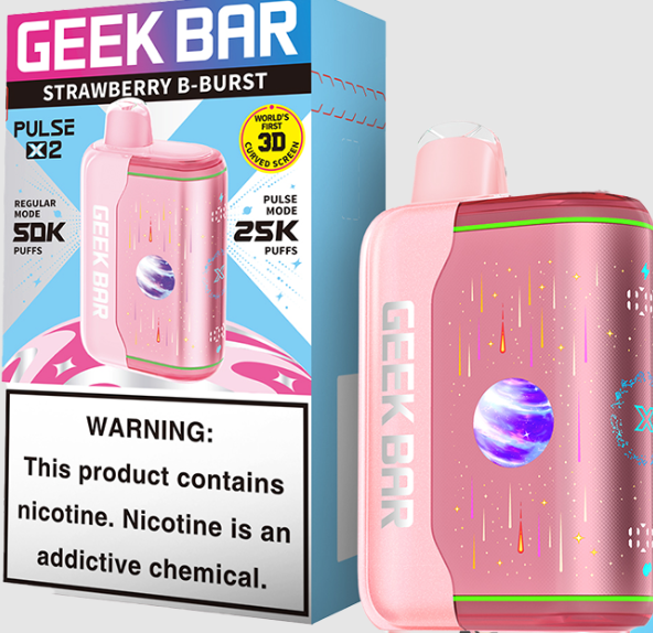 GEEK BAR PULSE X2 DISPOSABLE VAPE 50K PUFFS 5PK STRAWBERRY B-BURST