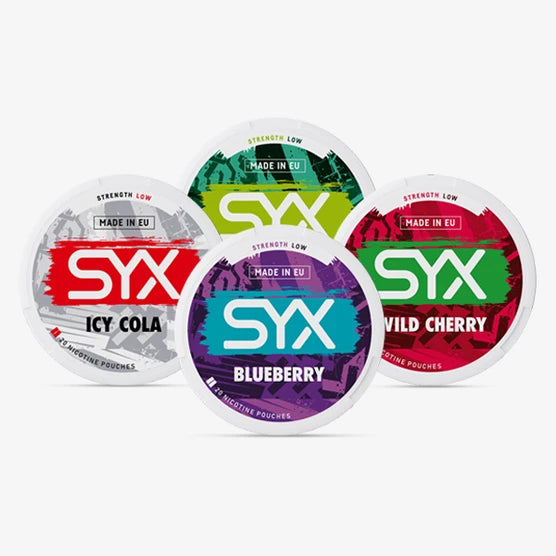 SYX NICOTINE POUCHES COUNTER DISPLAY 80 CAN ASSORTMENT 4X4 (1CT)