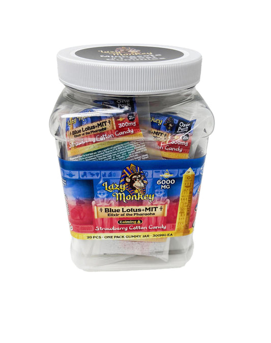 LAZY MONKEY STRAWBERRY COTTON CANDY GUMMIES DUAL MIT + BLUE LOTUS 6000MG 20 JAR (1CT)