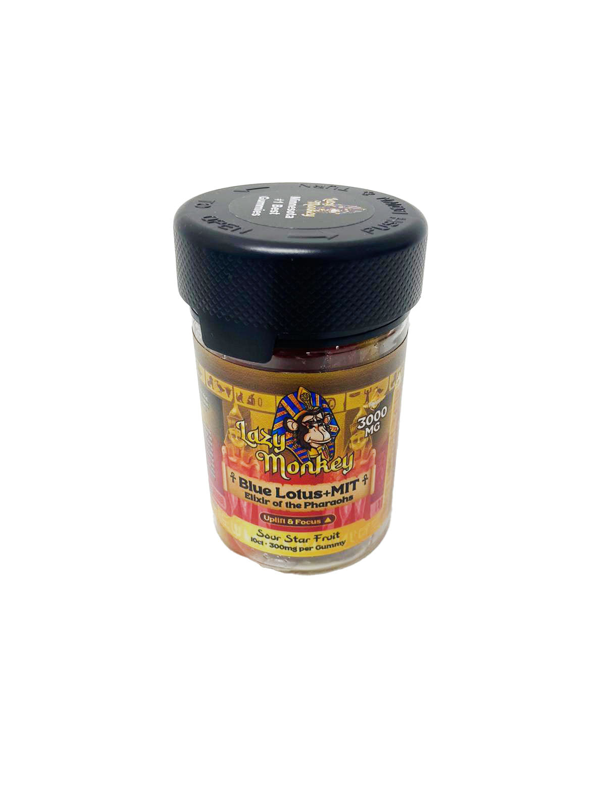 LAZY MONKEY SOUR STAR FRUIT GUMMIES DUAL MIT + BLUE LOTUS 3000MG 10PK (1CT)