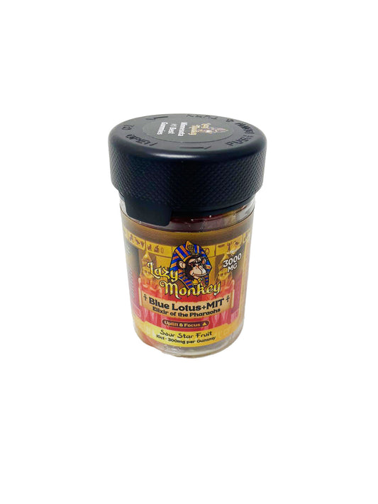 LAZY MONKEY SOUR STAR FRUIT GUMMIES DUAL MIT + BLUE LOTUS 3000MG 10PK (1CT)