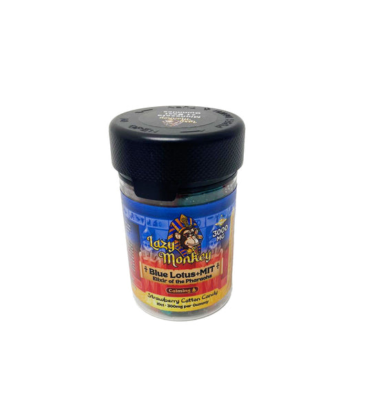 LAZY MONKEY STRAWBERRY COTTON CANDY GUMMIES DUAL MIT + BLUE LOTUS 3000MG 10PK (1CT)