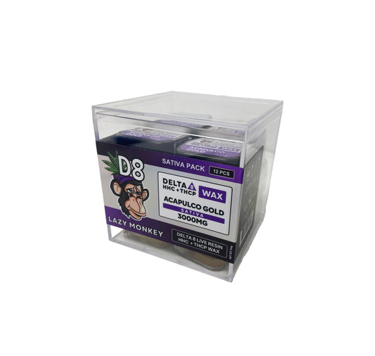 LAZY MONKEY WAX 3000mg D8 LIVE RESIN+HHC+THCP SATIVA-ACAPULCO GOLD