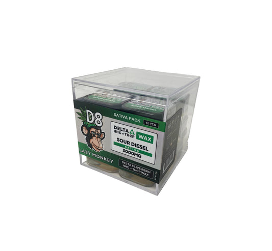 LAZY MONKEY WAX 3000mg D8 LIVE RESIN+HHC+THCP SATIVA-SOUR DIESEL