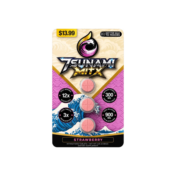 TSUNAMI MITX KRATOM (300MG) 100MG/3PK-STRAWBERRY (10 CT)