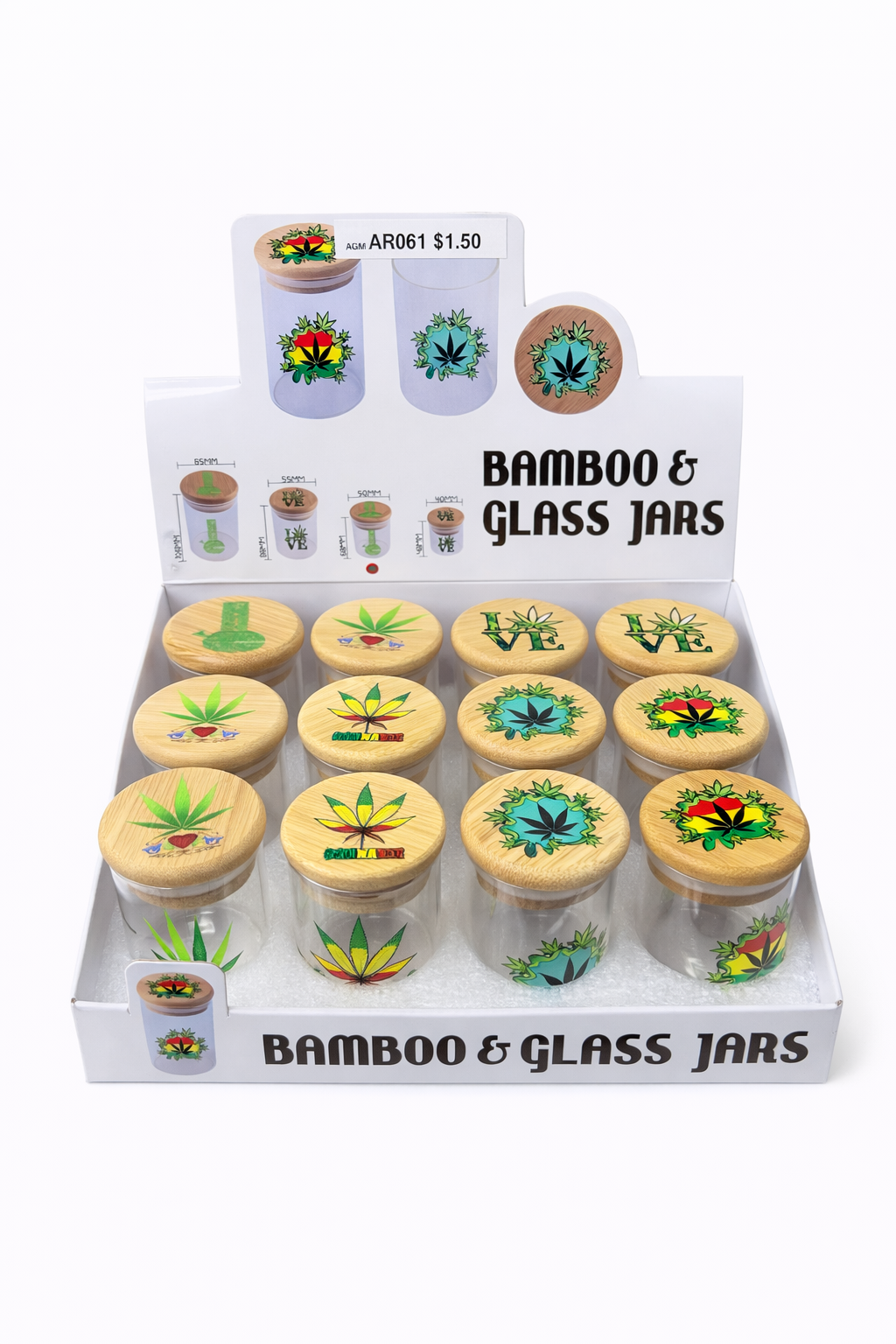 BAMBOO LID GLASS JAR 48MMX40MM SMALL (1CT)