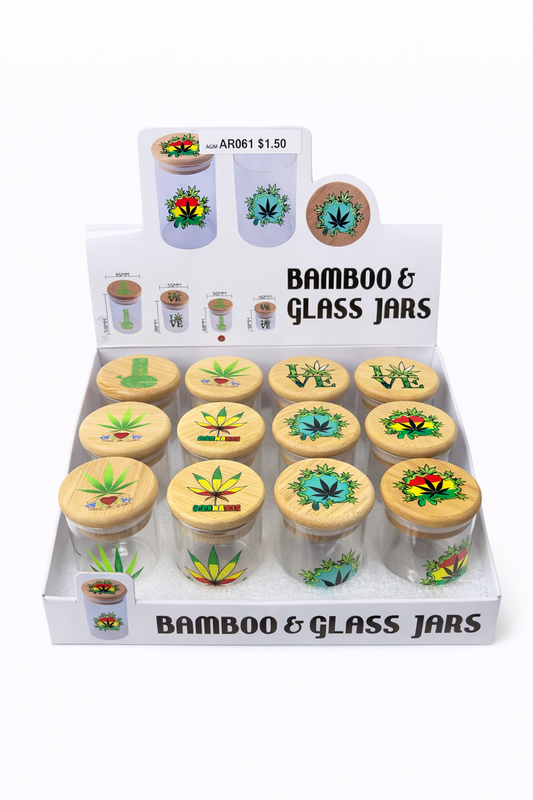 BAMBOO LID GLASS JAR 48MMX40MM SMALL (1CT)