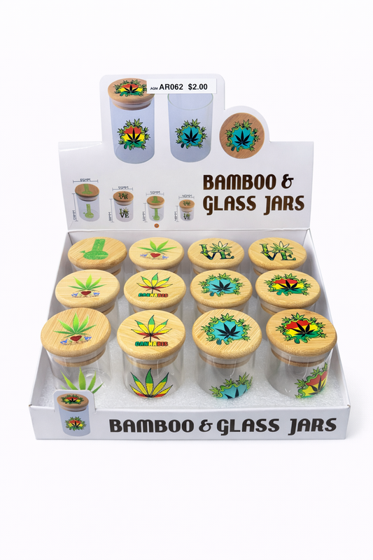 BAMBOO LID GLASS JAR 68MMX50MM MEDIUM (1CT)