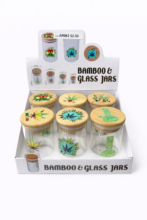 BAMBOO LID GLASS JAR 88MMX55MM LARG (1CT)