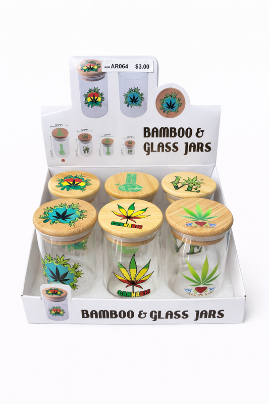 BAMBOO LID GLASS JAR 108MMX65MM XLARG (1CT)