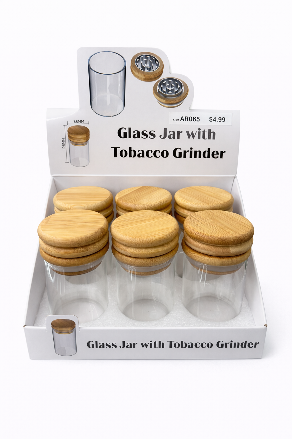 JAR GLASS + GRINDER 105MMX55MM (1CT)