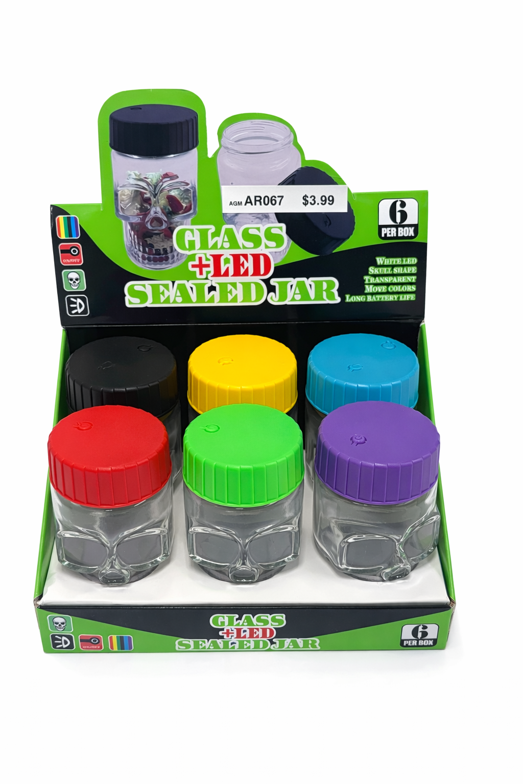 JAR GLASS + LED SEALED JAR PLAIN (1CT)