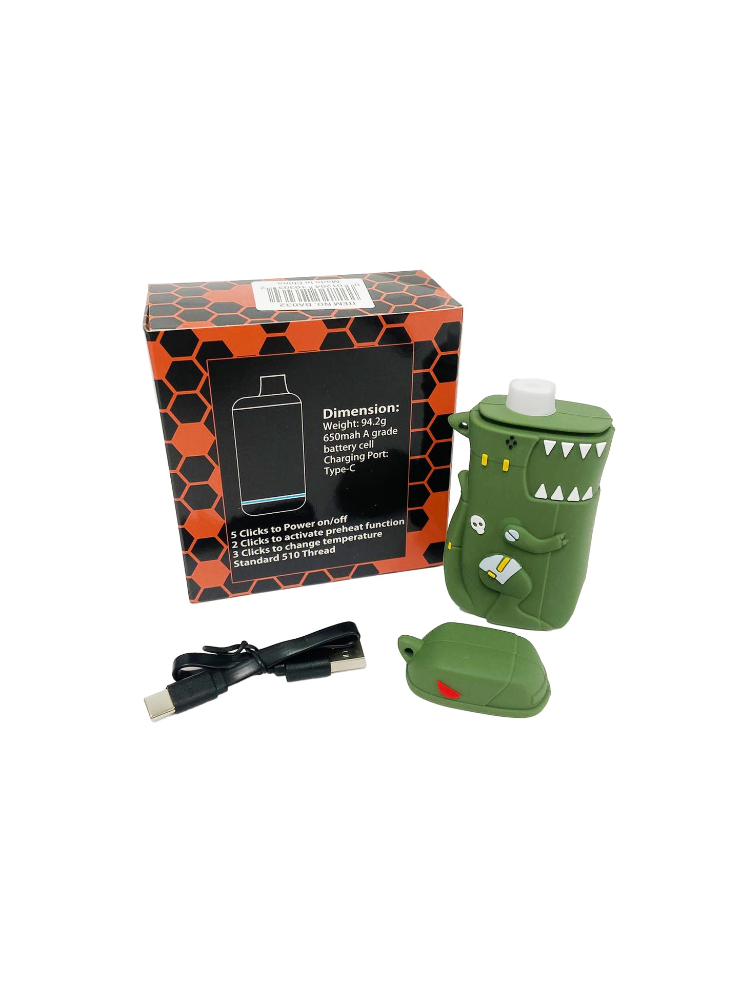 650MAH SILICONE DINOSAUR BATTERY (1CT)