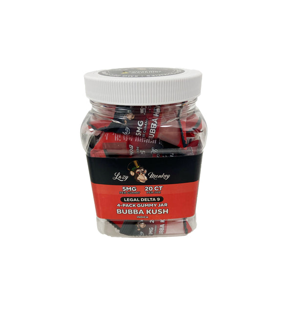 LAZY MONKEY D9 5MG 4PK GUMMIES JAR BUBBA KUSH (20CT)