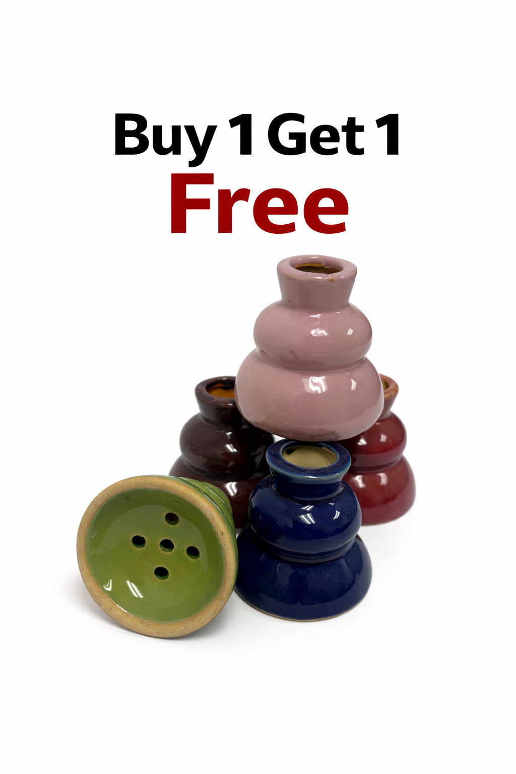 2.5" CLAY HOOKAH BOWL ASSORTED (5CT) " BUY ONE GET ONE FREE"