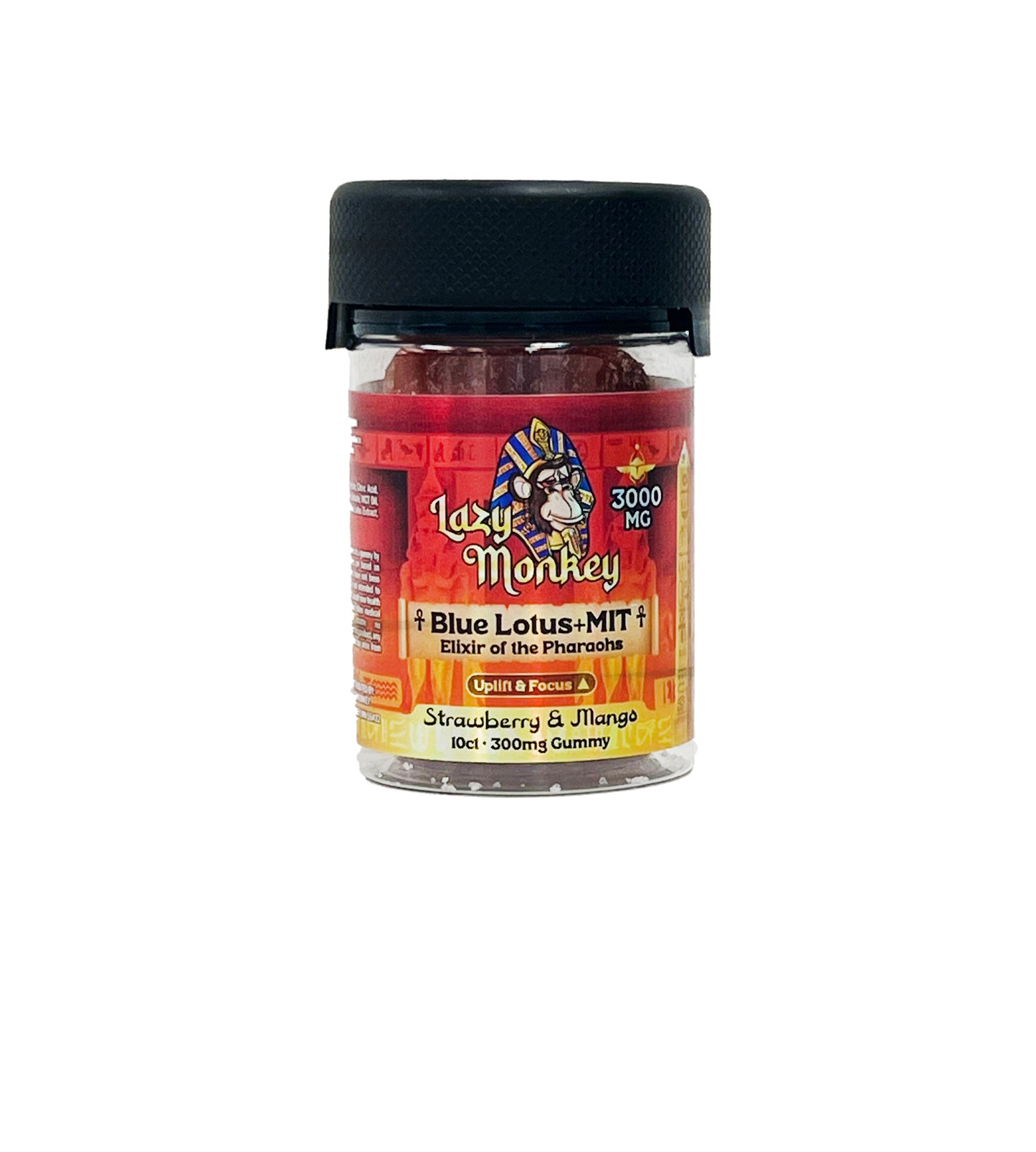 LAZY MONKEY STRAWBERRY MANGO GUMMIES DUAL MIT + BLUE LOTUS 3000MG 10PK (1CT)