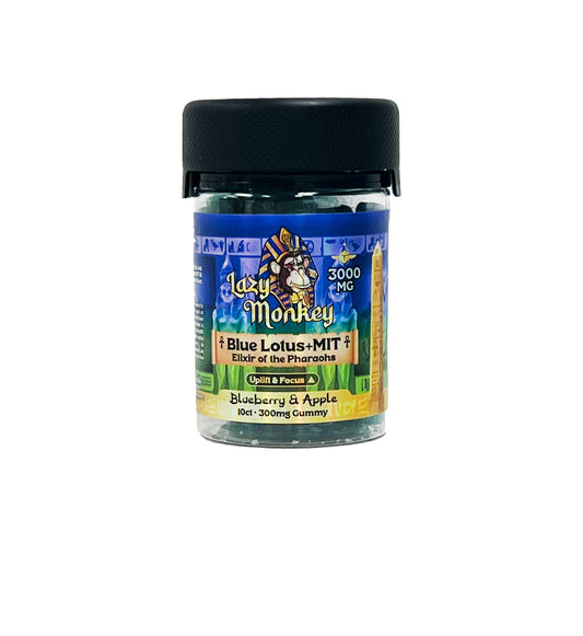 LAZY MONKEY BLUEBERRY APPLE GUMMIES DUAL MIT + BLUE LOTUS 3000MG 10PK (1CT)