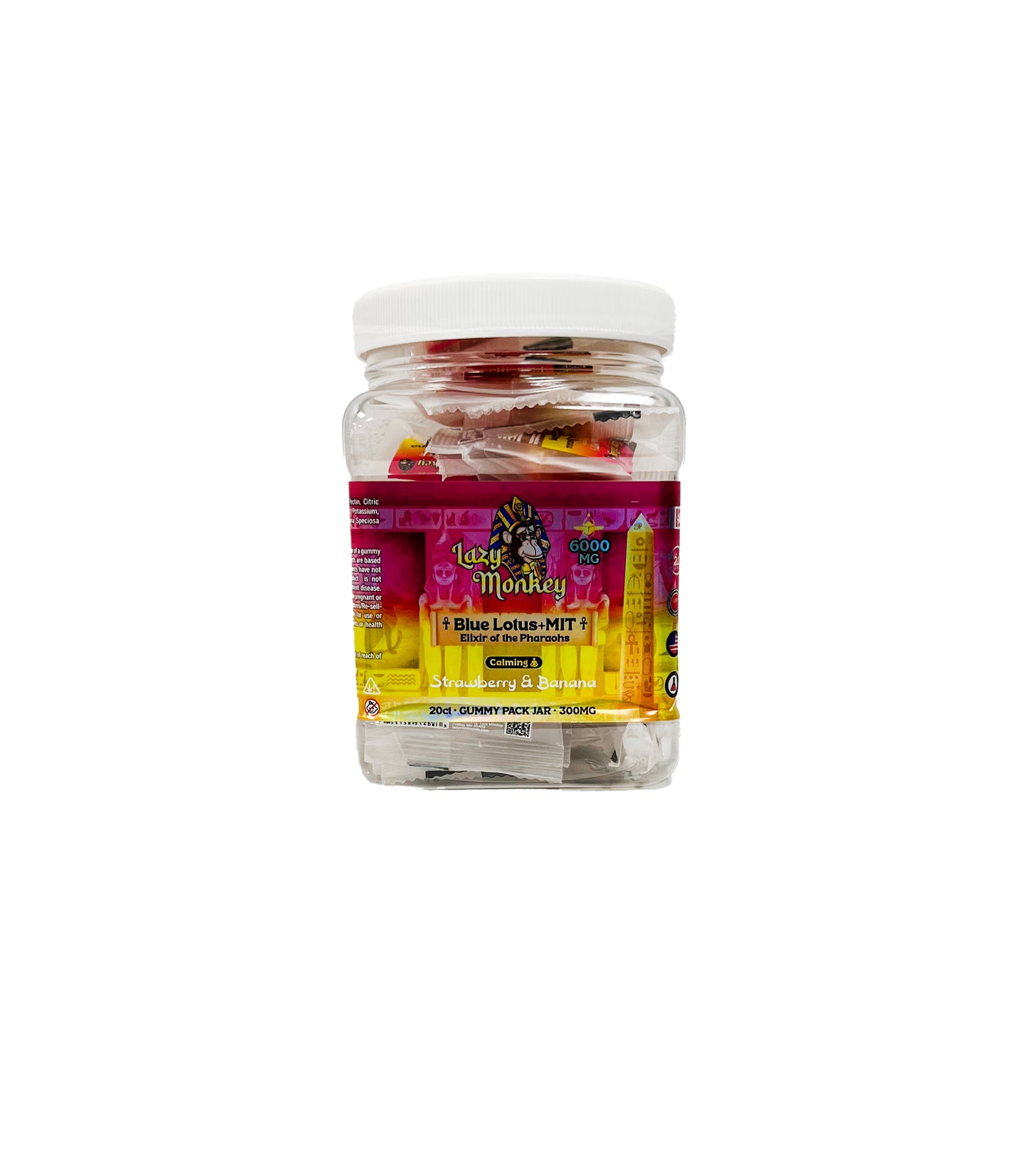 LAZY MONKEY STRAWBERRY BANANA GUMMIES DUAL MIT + BLUE LOTUS 6000MG 20 JAR (1CT)