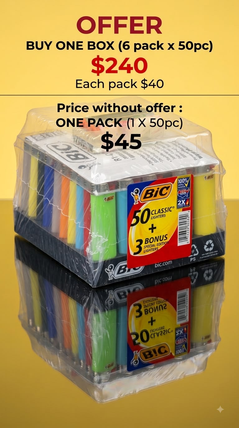 BIC LIGHTER (50 CLASSIC + 3 BONUS) (MASTER 6 PCK)