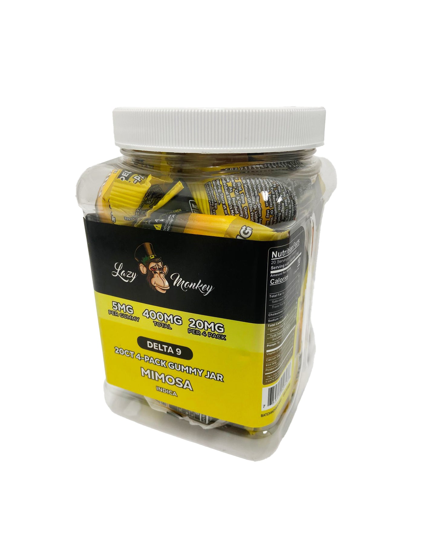LAZY MONKEY D9 5MG 4PK GUMMIES JAR MIMOSA (20CT)