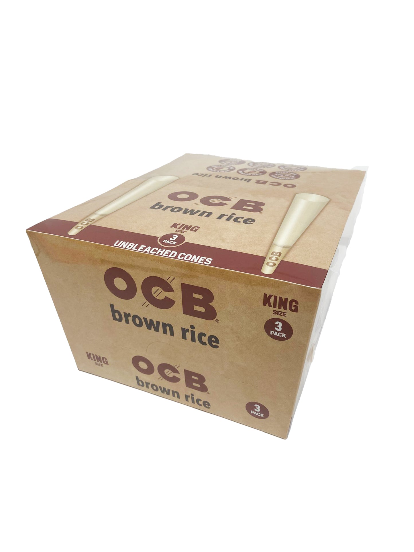 OCB BROWN RICE CONE KING 3PK (1CT)