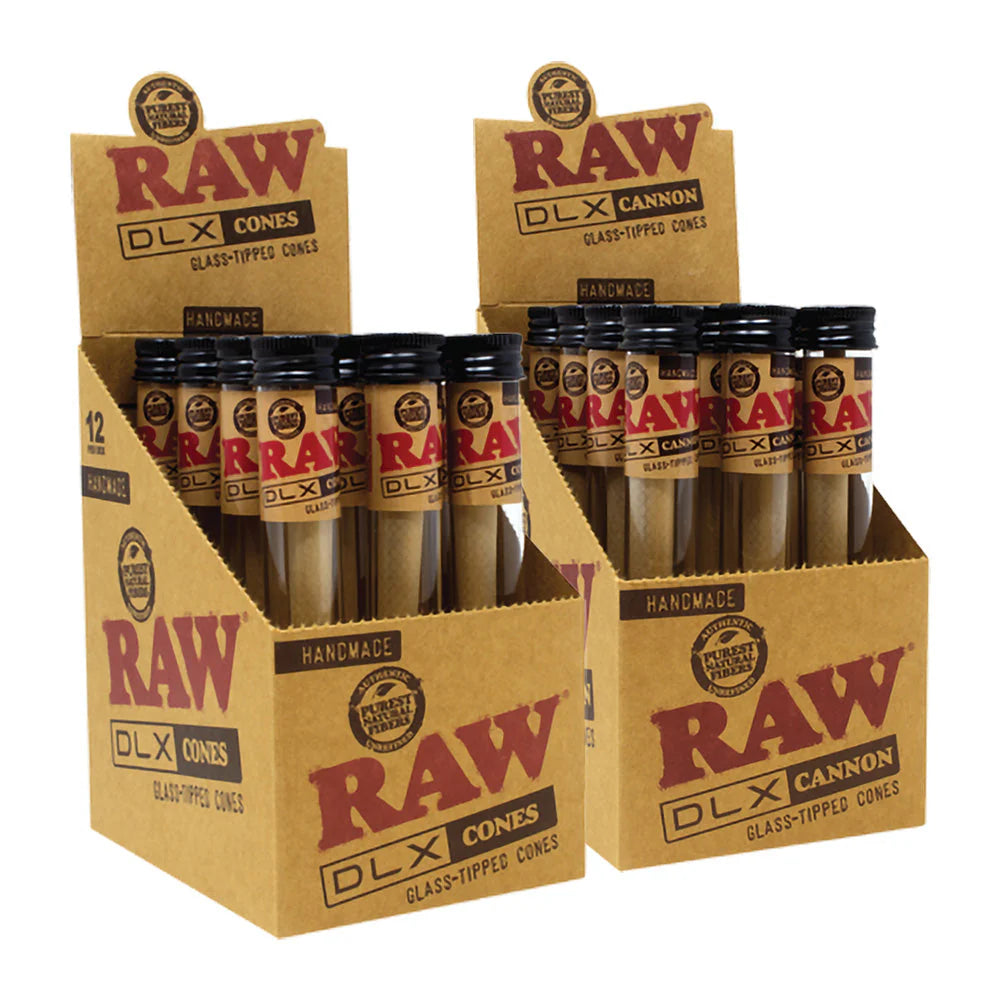 RAW X LUXE GLASS TIP HAND-ROLLED KS CONE 12PK (1CT)
