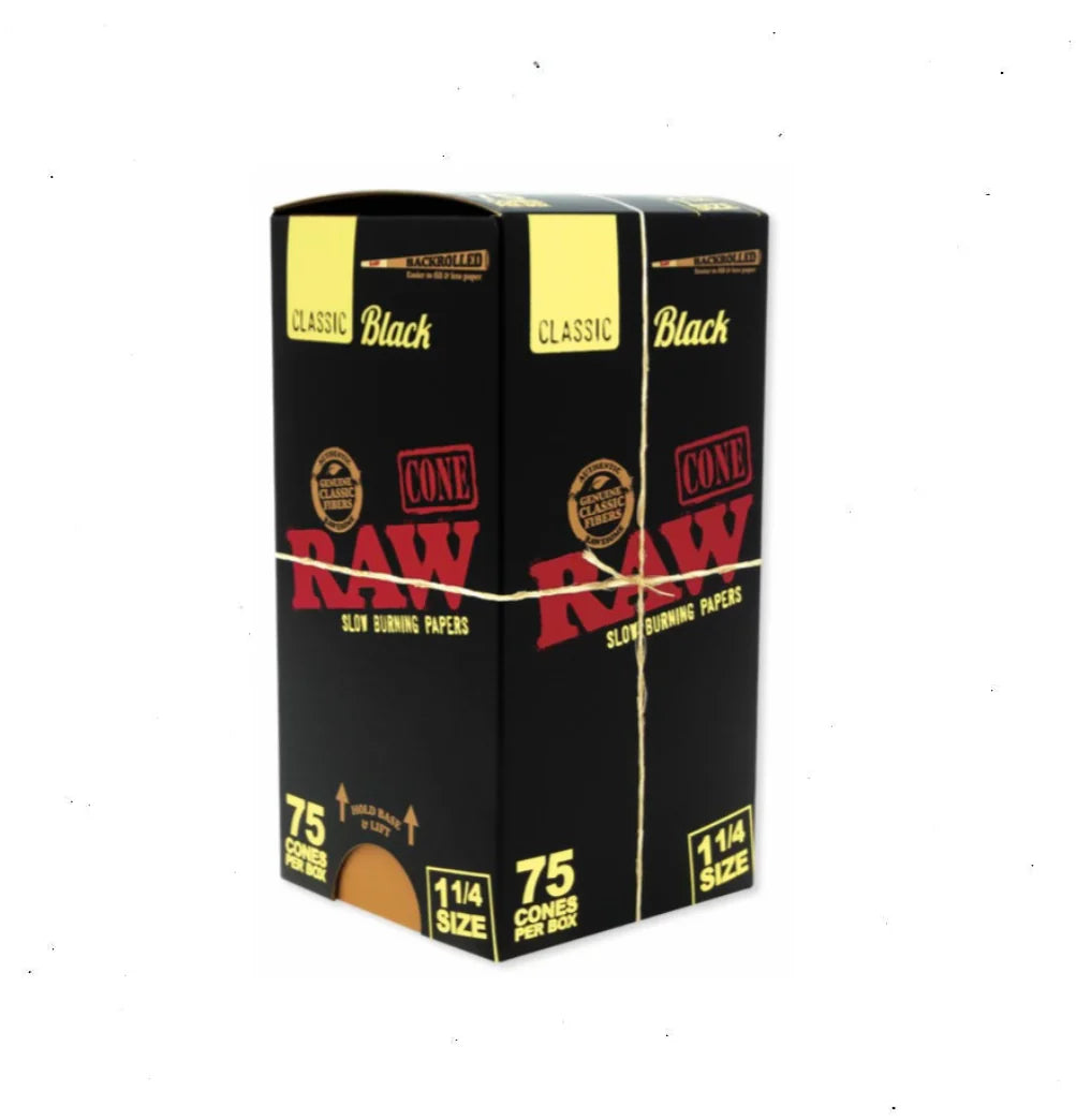 RAW CONE 1 1/4 BLACK 75 PK (1CT)