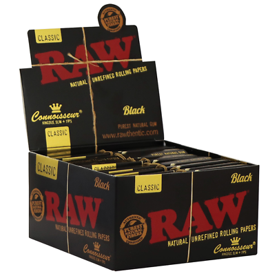 RAW BLACK K/S Connoisseur w/Tips (24ct)