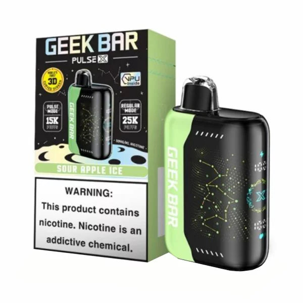 GEEK BAR PULSE X DISPOSABLE VAPE 25K PUFFS- 5PK SOUR APPLE ICE