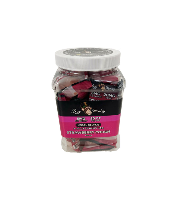LAZY MONKEY D9 5MG 4PK GUMMIES JAR STRAWBERRY COUGH (20CT)