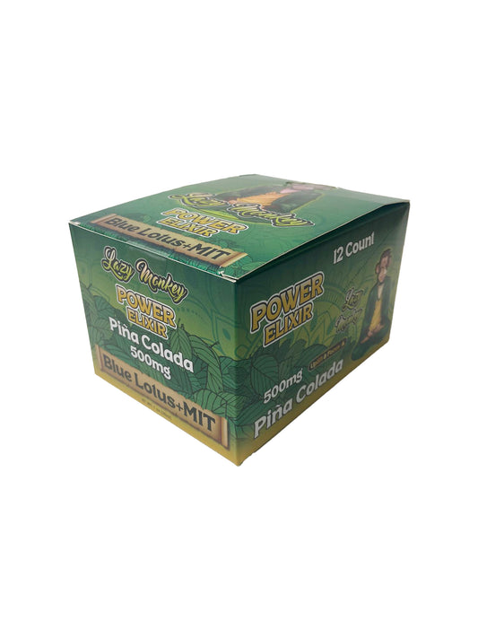 LAZY MONKEY PINA COLADA (UPLIFT) POWER ELIXIR SHOT BLUE LOTUS + MIT 500MG 12PK (1CT)