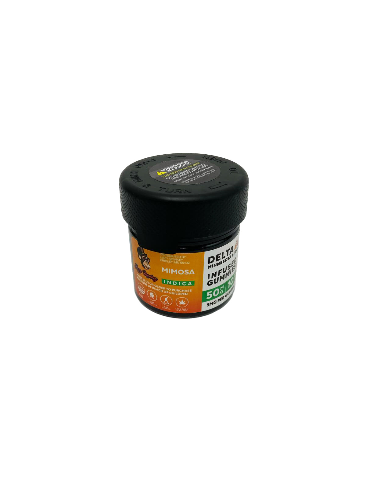 LAZY MONKEY D9 50MG INFUSED GUMMIES MIMOSA 10PK (1CT)