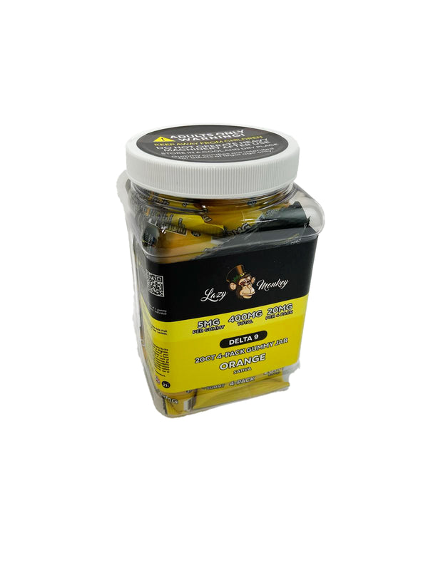 LAZY MONKEY D9 5MG 4PK GUMMIES JAR ORANGE (20CT)