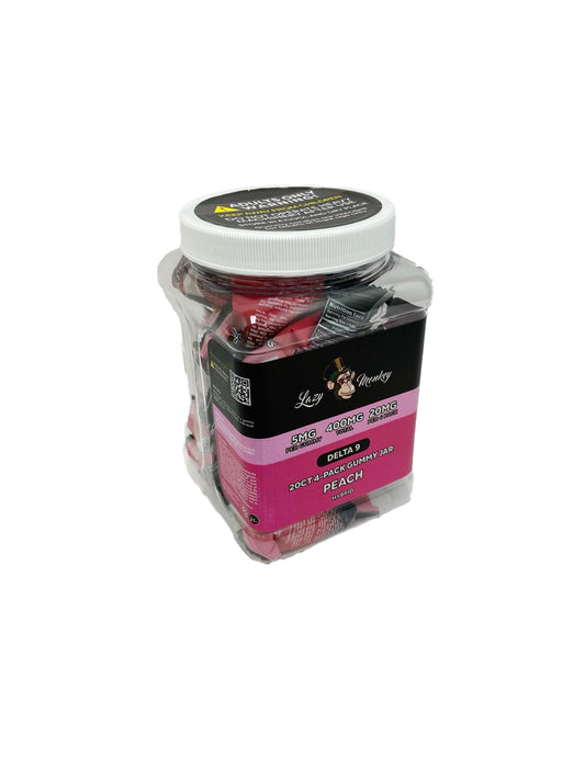 LAZY MONKEY D9 5MG 4PK GUMMIES JAR PEACH (20CT)