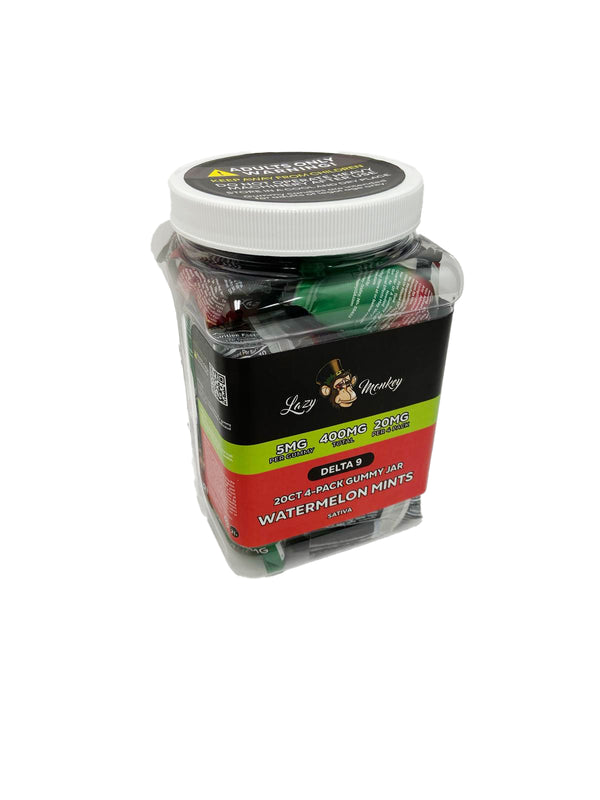 LAZY MONKEY D9 5MG 4PK GUMMIES JAR WATERMELON MINTS (20CT)