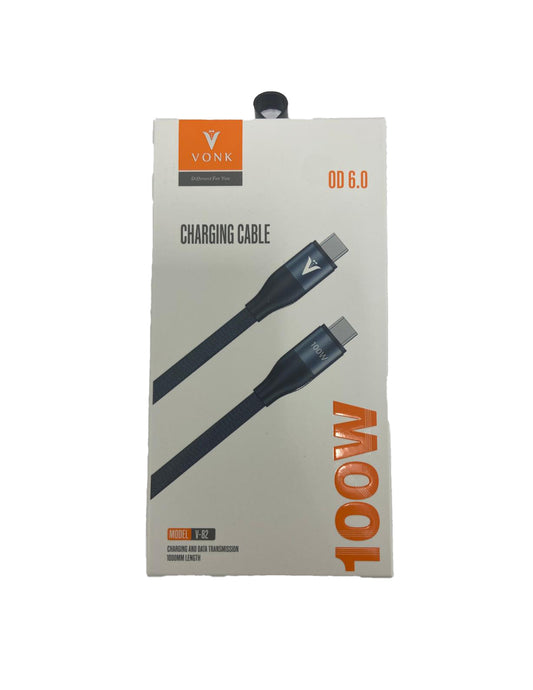 TYPE C TO C 100W BRAID 1000MM CHARGING & DATA CABLE (1CT)