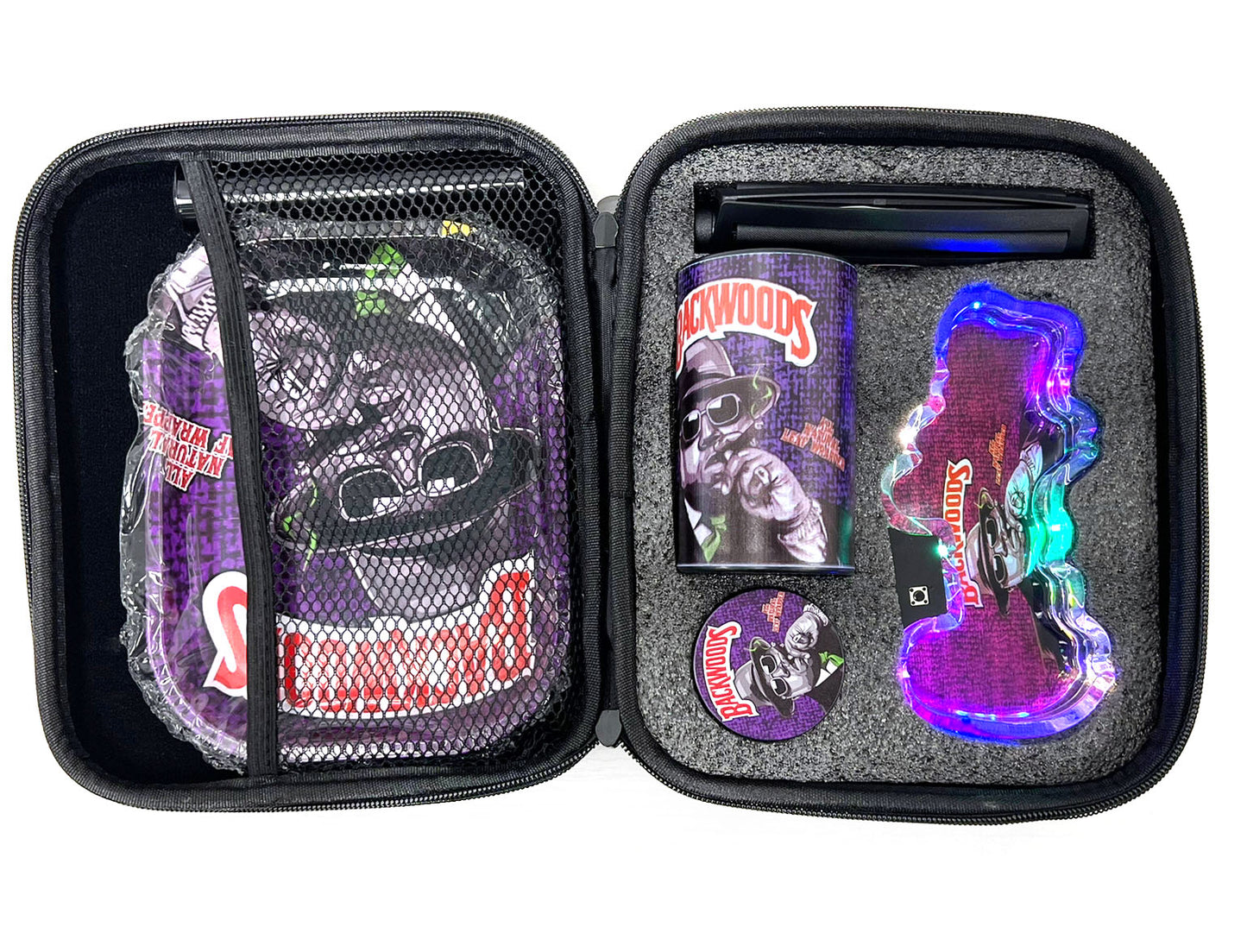 TRAY+ROLLER+GRINDER+STASH JAR+CONE CASE+LED ASHTRAY COMBO BOX (1CT) Warehouse Fever