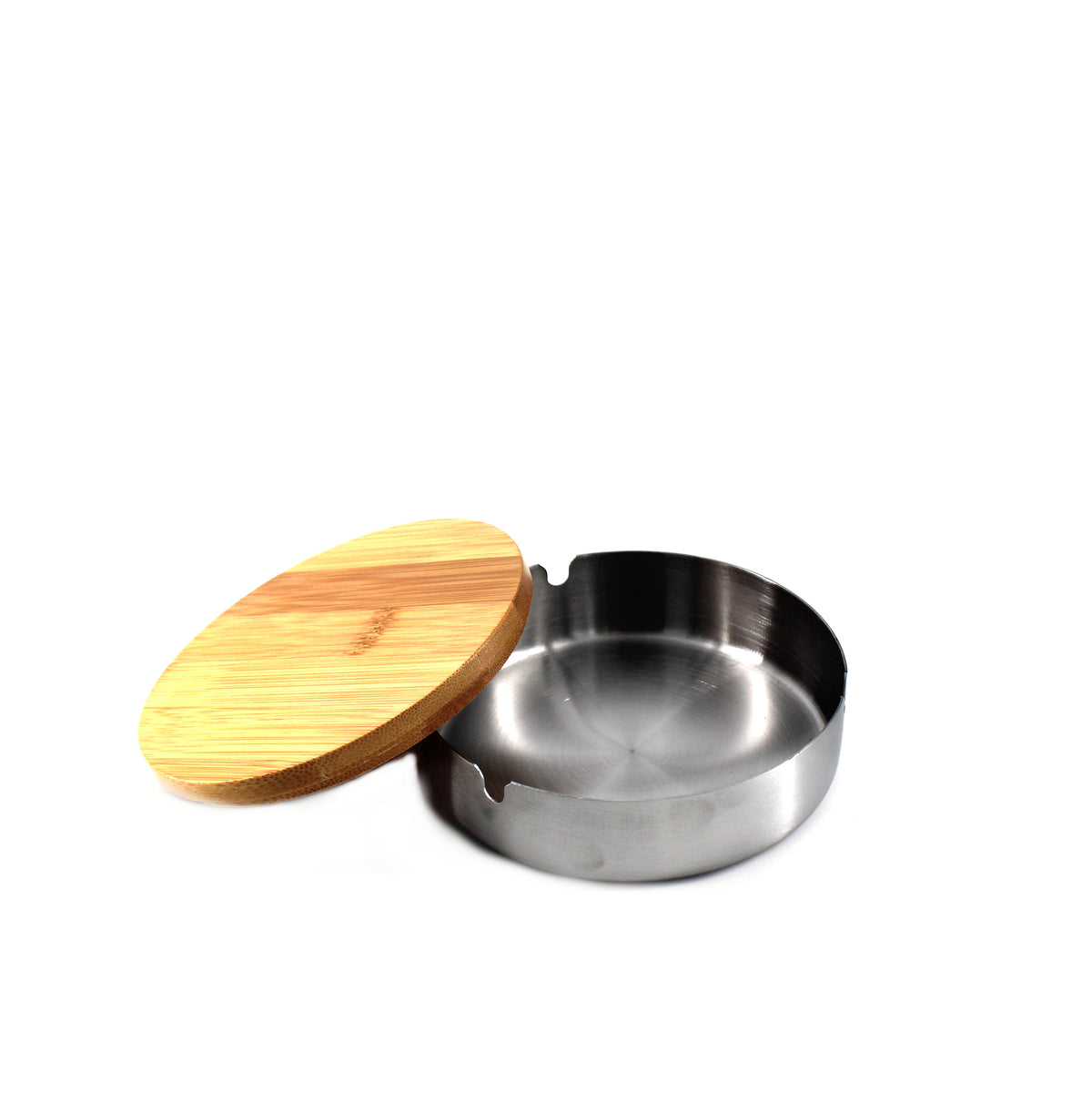 METAL ASHTRAY W/BAMBOO COVER ASSORTED (1CT)