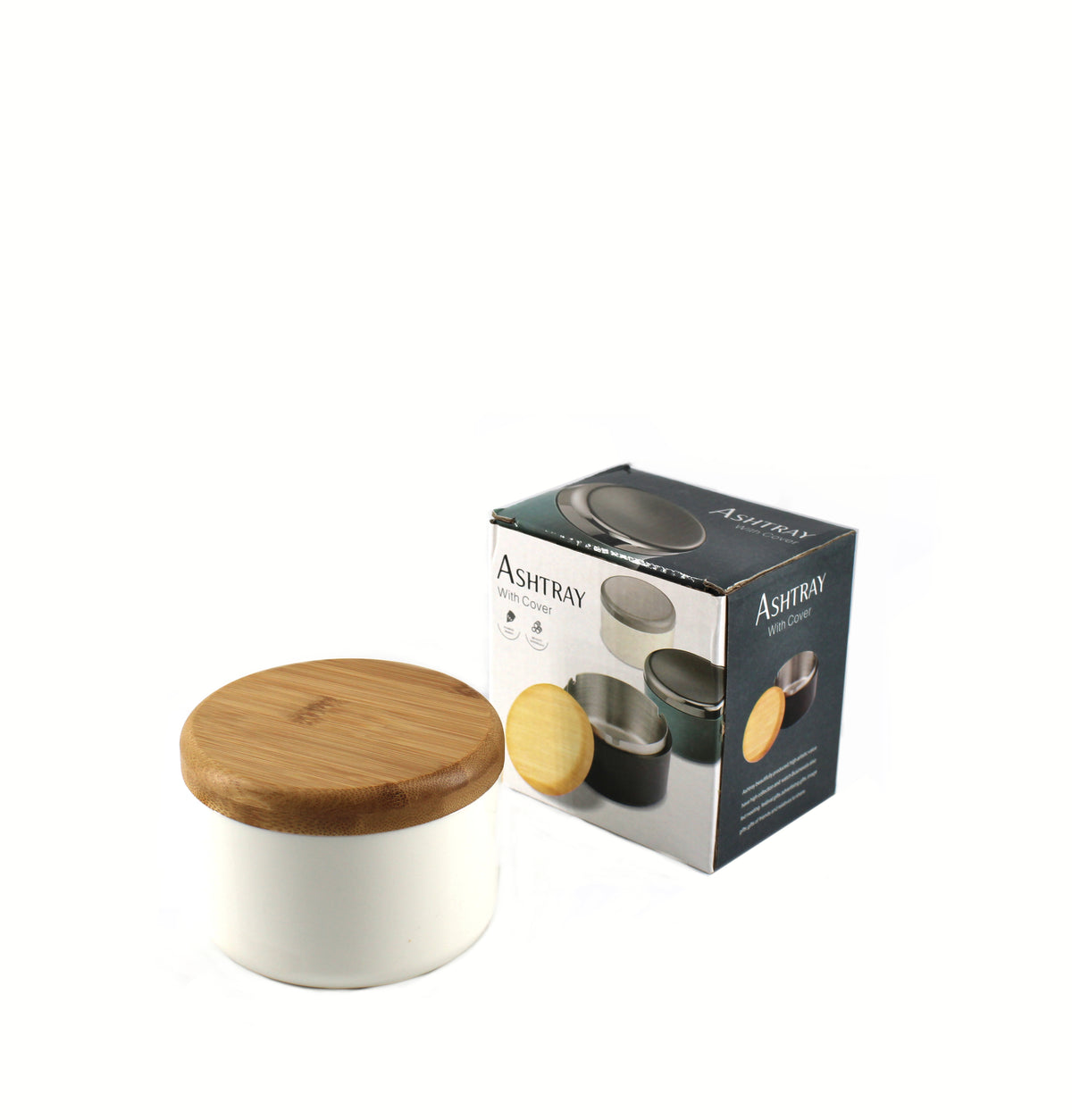 METAL ASHTRAY W/BAMBOO COVER ASSORTED (1CT)