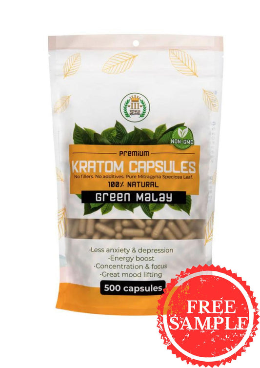 3 Kings Premium Kratom Capsules GREEN MALAY 500ct (1ct)