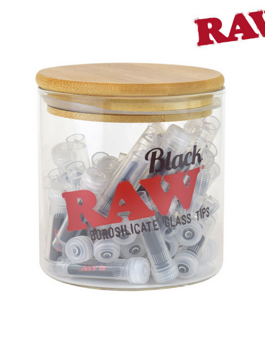 RAW BLACK GLASS TIPS DISPLAY (50CT)