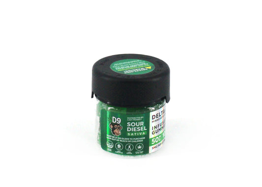 LAZY MONKEY D9 50MG INFUSED GUMMIES 10PK SOUR DIESEL (1CT)