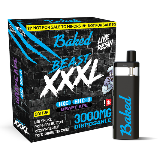 BAKED BEAST BLUE XXXL HXC-HHCO 3000MG GRAPE APE-SATIVA (6CT)